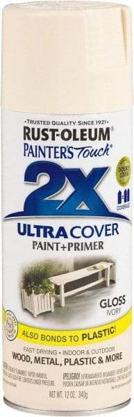 Rust-Oleum - Ivory, Gloss, Enamel Spray Paint - 8 Sq Ft per Can, 12 oz Container, Use on Multipurpose - Exact Tool & Supply