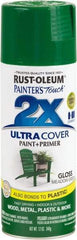 Rust-Oleum - Meadow Green, Gloss, Enamel Spray Paint - 8 Sq Ft per Can, 12 oz Container, Use on Multipurpose - Exact Tool & Supply