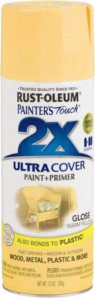 Rust-Oleum - Warm Yellow, Gloss, Enamel Spray Paint - 8 Sq Ft per Can, 12 oz Container, Use on Multipurpose - Exact Tool & Supply