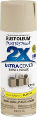Rust-Oleum - Fossil (Color), Satin, Enamel Spray Paint - 8 Sq Ft per Can, 12 oz Container, Use on Multipurpose - Exact Tool & Supply