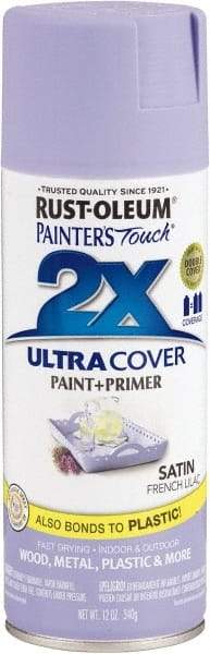 Rust-Oleum - French Lilac, Satin, Enamel Spray Paint - 8 Sq Ft per Can, 12 oz Container, Use on Multipurpose - Exact Tool & Supply