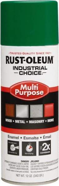 Rust-Oleum - Emerald Green, Gloss, Enamel Spray Paint - 15 to 25 Sq Ft per Can, 12 oz Container, Use on Multipurpose - Exact Tool & Supply