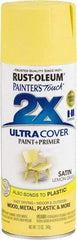 Rust-Oleum - Lemon Grass, Satin, Enamel Spray Paint - 8 Sq Ft per Can, 12 oz Container, Use on Multipurpose - Exact Tool & Supply