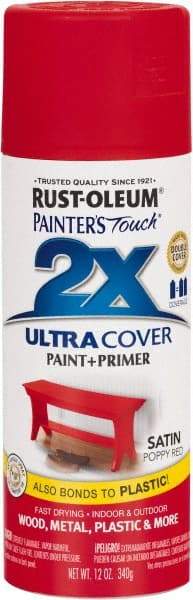 Rust-Oleum - Poppy Red, Gloss, Enamel Spray Paint - 8 Sq Ft per Can, 12 oz Container, Use on Multipurpose - Exact Tool & Supply