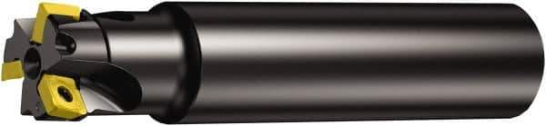 Sandvik Coromant - 1" Cut Diam, 5.5mm Max Depth of Cut, 1" Shank Diam, 8" OAL, Indexable Square Shoulder End Mill - 490R-08T308M-PL Inserts, Cylindrical Shank, 90° Lead Angle, Through Coolant, Series CoroMill 490 - Exact Tool & Supply