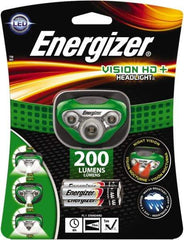 Energizer - White, Red LED Bulb, 200 Lumens, Hands-free Flashlight - Green Plastic Body, 3 AAA Alkaline Batteries Included - Exact Tool & Supply