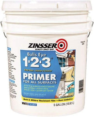 Rust-Oleum - 5 Gal White Water-Based Acrylic Enamel Primer - 450 Sq Ft Coverage, 86 gL Content, Quick Drying, Interior/Exterior - Exact Tool & Supply