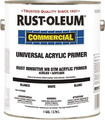 Rust-Oleum - 1 Gal White Water-Based Acrylic Enamel Primer - 350 to 450 Sq Ft Coverage, <100 gL Content, Quick Drying, Interior/Exterior - Exact Tool & Supply