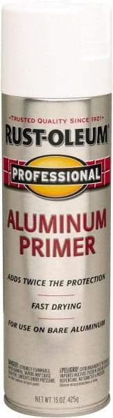Rust-Oleum - 14 oz Aluminum Aluminum Primer - 14 Sq Ft Coverage, Quick Drying, Interior/Exterior - Exact Tool & Supply