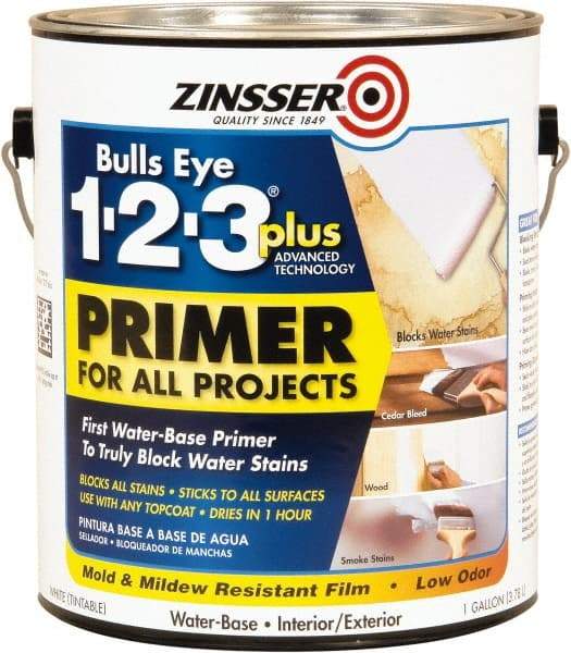 Rust-Oleum - 1 Gal White Alkyd Primer - 400 Sq Ft Coverage, 4 gL Content, Quick Drying, Interior/Exterior - Exact Tool & Supply