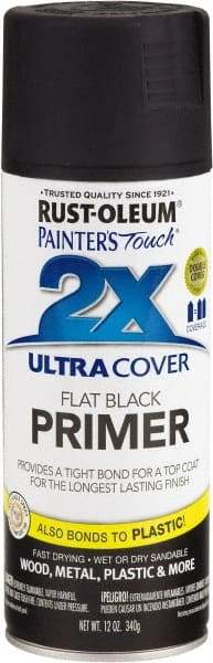 Rust-Oleum - 12 oz Black Aerosol Primer - 10 to 12 Sq Ft Coverage, Interior/Exterior - Exact Tool & Supply