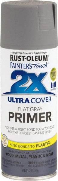 Rust-Oleum - 12 oz Gray Aerosol Primer - 10 to 12 Sq Ft Coverage, Interior/Exterior - Exact Tool & Supply