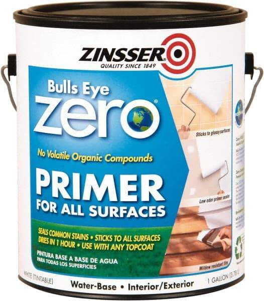 Rust-Oleum - 1 Gal White Primer Sealer - 400 Sq Ft Coverage, <1 gL Content, Quick Drying, Interior/Exterior - Exact Tool & Supply