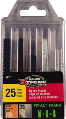 Disston - 25 Piece, 2-3/4" to 3-1/2" Long, 6 to 18 Teeth per Inch, Carbon and Bi-Metal Jig Saw Blade Set - Toothed Edge, U-Shank - Exact Tool & Supply