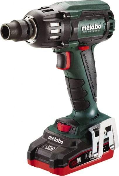 Metabo - 1/2" Drive 18 Volt Pistol Grip Cordless Impact Wrench & Ratchet - 2,150 RPM, 0 to 4,250 BPM, 295 Ft/Lb Torque, 2 Lithium-Ion Batteries Included - Exact Tool & Supply