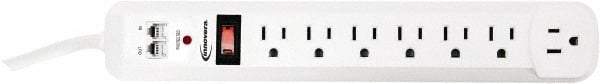 innovera - 7 Outlets, 120 Volts, 15 Amps, 6' Cord, Surge Power Outlet Strip - Floor Mount, 5-15R NEMA Configuration - Exact Tool & Supply