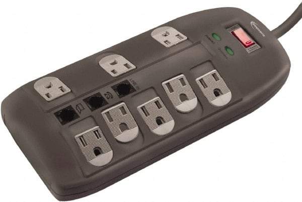 innovera - 8 Outlets, 120 Volts, 15 Amps, 6' Cord, Surge Power Outlet Strip - Floor Mount, 5-15R NEMA Configuration - Exact Tool & Supply