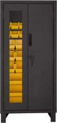 Durham - 30 Bin Locking Storage Cabinet - Steel, 36" Wide x 24" Deep x 78" High, Yellow - Exact Tool & Supply