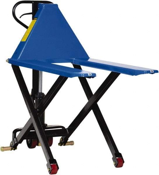 Vestil - 3,000 Lb Capacity, 31-1/2" Lift Portable Tote Lifter - 3-1/2" Min Lift Height, 43" Fork Length x 6-1/2" Fork Width, 27" Overall Width - Exact Tool & Supply