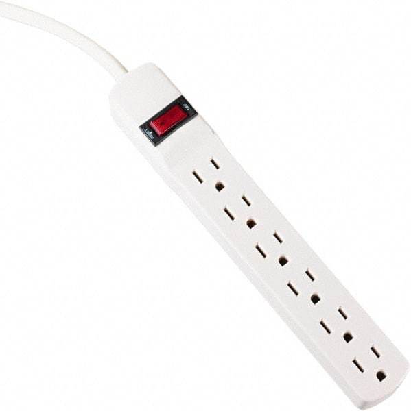 innovera - 6 Outlets, 120 Volts, 15 Amps, 15' Cord, Power Outlet Strip - 5-15R NEMA Configuration - Exact Tool & Supply