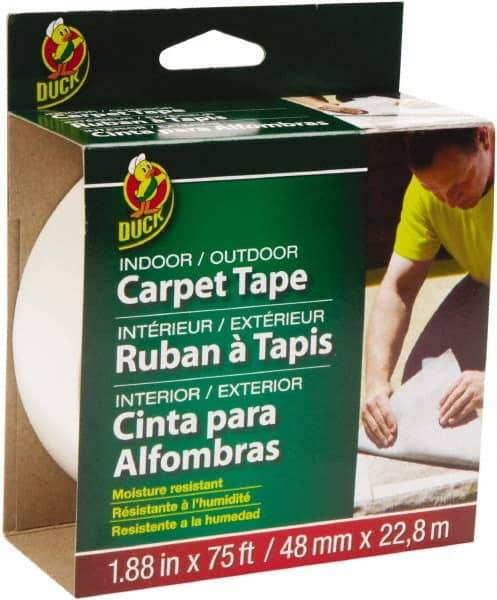 Duck - 1.88" x 25 Yd Rubber Adhesive Double Sided Tape - 6 mil Thick, White, Rubber Liner, Series DUC442062 - Exact Tool & Supply