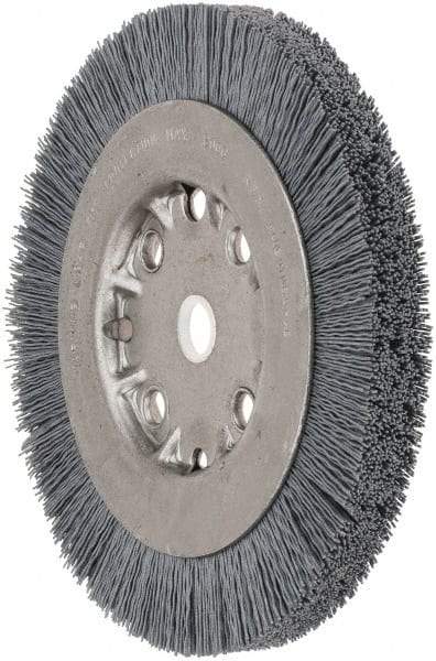 Weiler - 6" OD, 5/8" Arbor Hole, Crimped Nylon Wheel Brush - 5/8" Face Width, 7/8" Trim Length, 0.022" Filament Diam, 4,500 RPM - Exact Tool & Supply