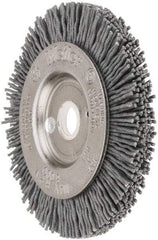 Weiler - 3" OD, 1/2" Arbor Hole, Crimped Nylon Wheel Brush - 3/8" Face Width, 1/2" Trim Length, 0.035" Filament Diam, 6,000 RPM - Exact Tool & Supply