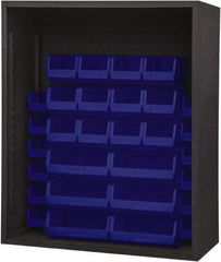 Durham - 30 Bin Enclosed Shelving - 48 Inch Overall Width x 24 Inch Overall Depth x 48 Inch Overall Height, Blue Polyethylene Bins - Exact Tool & Supply