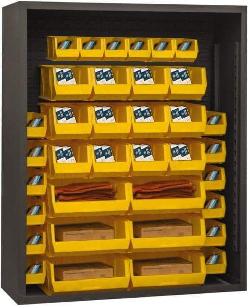 Durham - 42 Bin Enclosed Shelving - 48 Inch Overall Width x 18 Inch Overall Depth x 72 Inch Overall Height, Yellow Polyethylene Bins - Exact Tool & Supply
