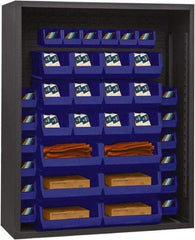 Durham - 42 Bin Enclosed Shelving - 48 Inch Overall Width x 18 Inch Overall Depth x 72 Inch Overall Height, Blue Polyethylene Bins - Exact Tool & Supply