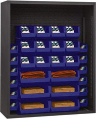 Durham - 30 Bin Enclosed Shelving - 48 Inch Overall Width x 18 Inch Overall Depth x 60 Inch Overall Height, Blue Polyethylene Bins - Exact Tool & Supply