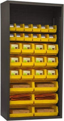 Durham - 30 Bin Enclosed Shelving - 36 Inch Overall Width x 18 Inch Overall Depth x 72 Inch Overall Height, Yellow Polyethylene Bins - Exact Tool & Supply