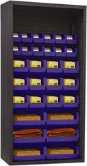 Durham - 30 Bin Enclosed Shelving - 36 Inch Overall Width x 18 Inch Overall Depth x 72 Inch Overall Height, Blue Polyethylene Bins - Exact Tool & Supply