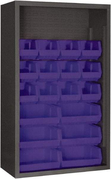 Durham - 18 Bin Enclosed Shelving - 36 Inch Overall Width x 18 Inch Overall Depth x 60 Inch Overall Height, Blue Polyethylene Bins - Exact Tool & Supply