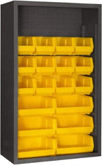 Durham - 18 Bin Enclosed Shelving - 36 Inch Overall Width x 18 Inch Overall Depth x 60 Inch Overall Height, Yellow Polyethylene Bins - Exact Tool & Supply