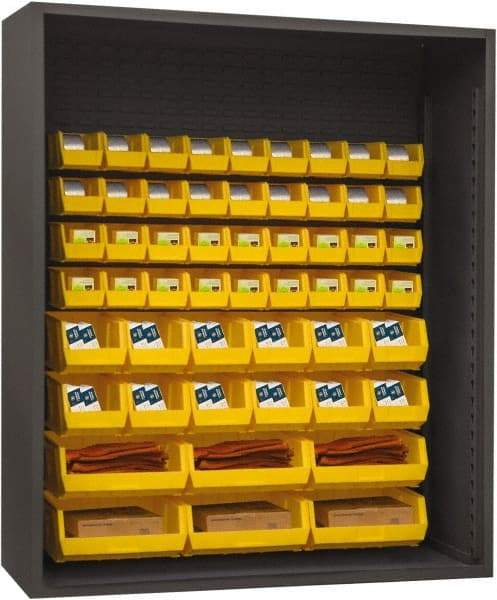 Durham - 54 Bin Enclosed Shelving - 60 Inch Overall Width x 24 Inch Overall Depth x 60 Inch Overall Height, Yellow Polyethylene Bins - Exact Tool & Supply