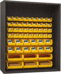 Durham - 54 Bin Enclosed Shelving - 60 Inch Overall Width x 24 Inch Overall Depth x 60 Inch Overall Height, Yellow Polyethylene Bins - Exact Tool & Supply