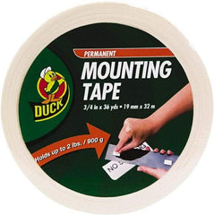 Duck - 3/4" x 36 Yd Acrylic Adhesive Double Sided Tape - 2.6 mil Thick, White, Vinyl Foam Liner, Series DUC - Exact Tool & Supply