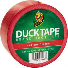 Duck - 1-7/8" x 20 Yds Red Duct Tape - 9 mil, Rubber Adhesive, Vinyl Backing, 22 Lb/ln Tensile Strength, Series DUC - Exact Tool & Supply