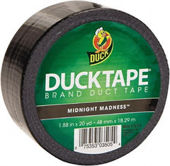 Duck - 1-7/8" x 20 Yds Black Duct Tape - 9 mil, Rubber Adhesive, Vinyl Backing, 22 Lb/ln Tensile Strength, Series DUC - Exact Tool & Supply