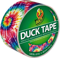 Duck - 1-7/8" x 10 Yds Tie Dye Duct Tape - 9 mil, Rubber Adhesive, Vinyl Backing, 22 Lb/ln Tensile Strength, Series DUC - Exact Tool & Supply