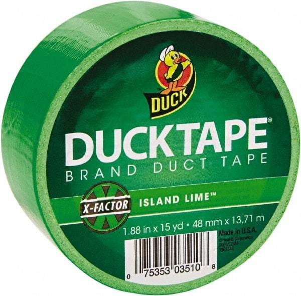 Duck - 1-7/8" x 15 Yds Green Duct Tape - 9 mil, Rubber Adhesive, Vinyl Backing, 22 Lb/ln Tensile Strength, Series DUC - Exact Tool & Supply