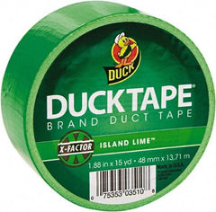 Duck - 1-7/8" x 15 Yds Green Duct Tape - 9 mil, Rubber Adhesive, Vinyl Backing, 22 Lb/ln Tensile Strength, Series DUC - Exact Tool & Supply