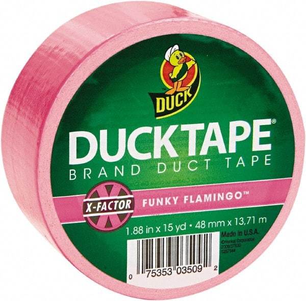 Duck - 1-7/8" x 15 Yds Pink Duct Tape - 9 mil, Rubber Adhesive, Vinyl Backing, 22 Lb/ln Tensile Strength, Series DUC - Exact Tool & Supply