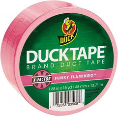 Duck - 1-7/8" x 15 Yds Pink Duct Tape - 9 mil, Rubber Adhesive, Vinyl Backing, 22 Lb/ln Tensile Strength, Series DUC - Exact Tool & Supply