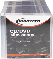 innovera - 1 Compartment, 4-7/8 Inch Wide x 1/4 Inch Deep x 5-5/8 Inch High, CD/DVD Storage Case - Polystyrene, Clear - Exact Tool & Supply