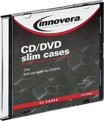 innovera - 1 Compartment, 4-7/8 Inch Wide x 1/4 Inch Deep x 5-5/8 Inch High, CD/DVD Storage Case - Polystyrene, Clear - Exact Tool & Supply