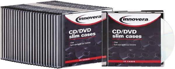 innovera - 1 Compartment, 4-7/8 Inch Wide x 1/4 Inch Deep x 5-5/8 Inch High, CD/DVD Case - Polystyrene, Clear - Exact Tool & Supply