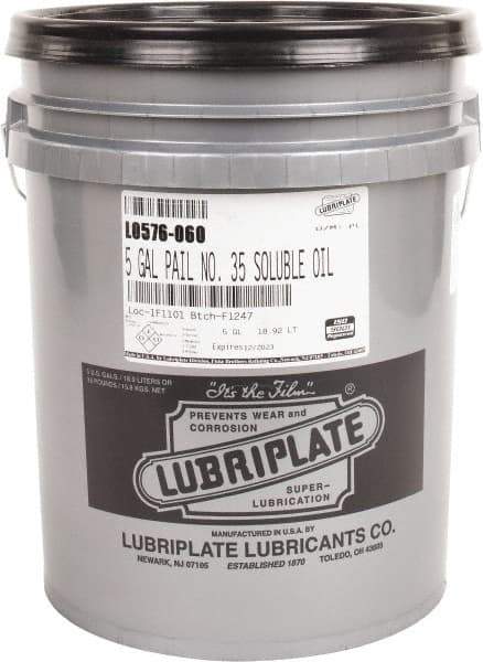 Lubriplate - Lubriplate 35, 5 Gal Pail Cutting Fluid - Water Soluble - Exact Tool & Supply