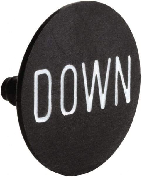 Square D - Legend Plate - Down - 30mm Hole Diameter, 2.2 Inch Wide x 0.1 Inch High x 30mm Overall Diameter - Exact Tool & Supply